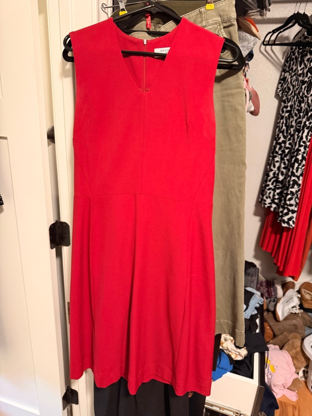 MM. LaFleur Red Sleeveless V-Neck Midi Dress